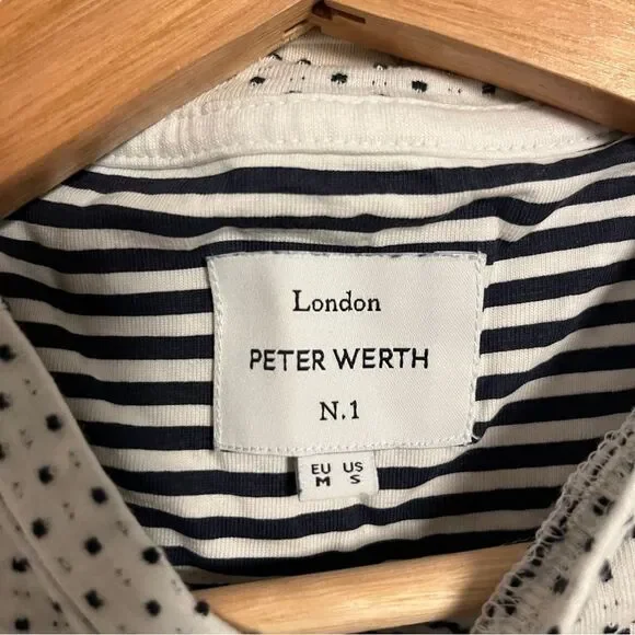 ⭐️MUST GO free ship! Peter Werth Men’s Bridger Tee - Textured White + Navy Small - Picture 5 of 13